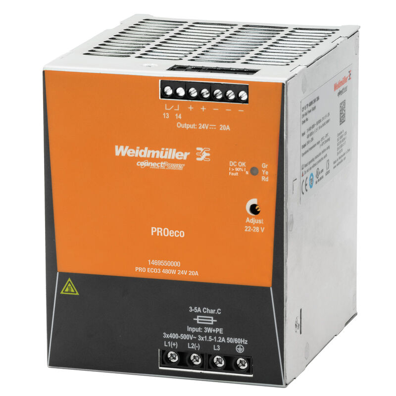 1469550000 Fonte PRO ECO3 480W 24V 20A Weidmuller