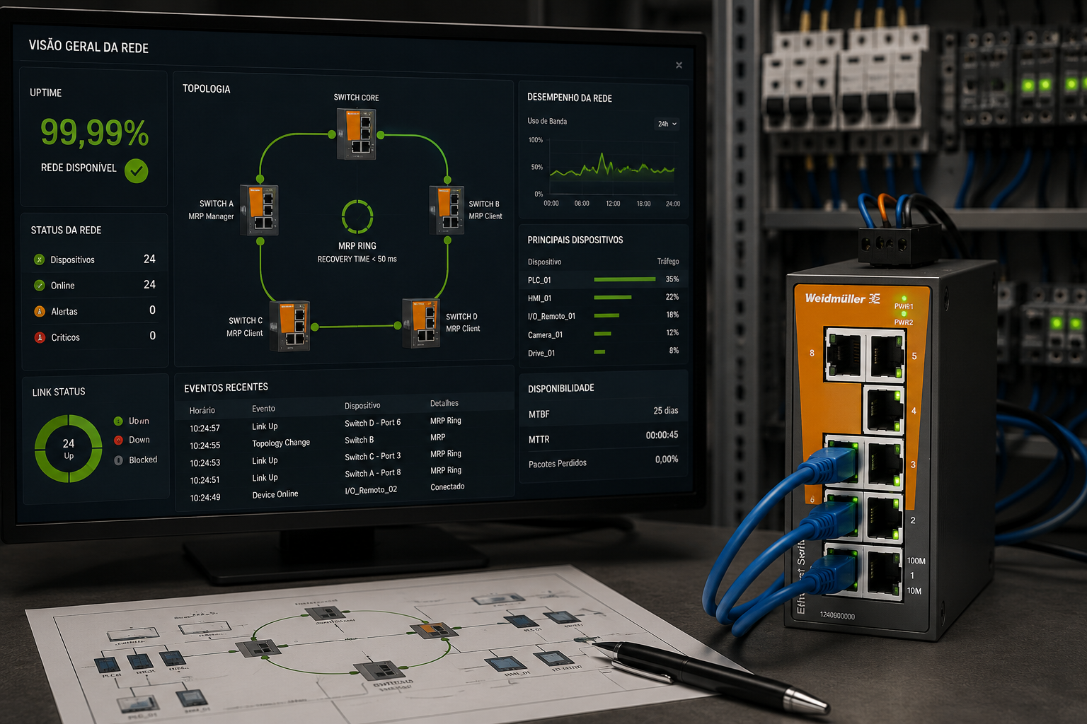 Switches industriais para aumentar a disponibilidade da rede